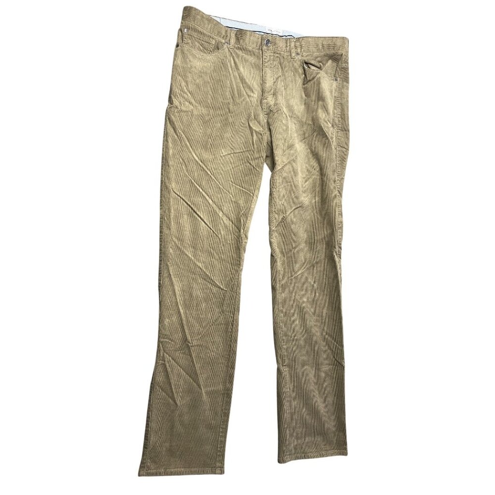 Peter Millar Mens Corduroy Pants 36 x 34 Olive Green Slim Fit